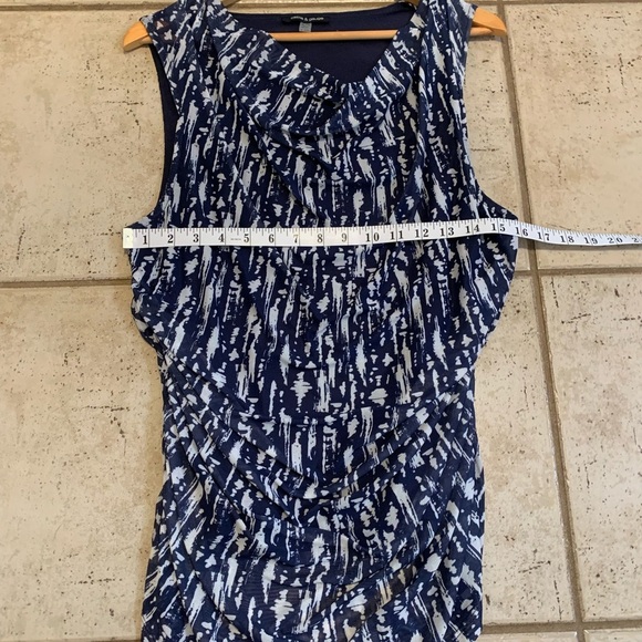 Cable & Gauge Blue & White Cowl Neck Sleeveless Top XL - Picture 2 of 5